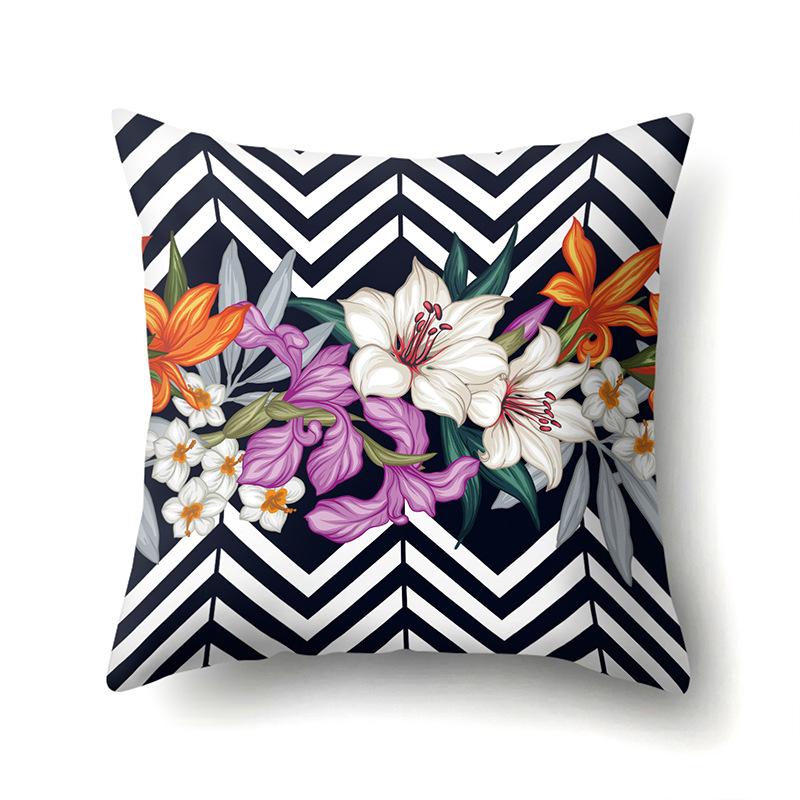 Polyester Kissenbezug Dekorative Blumen Haus Pflanze Druck Kissenbezug Lendenkissen Sofa Kissenbezug