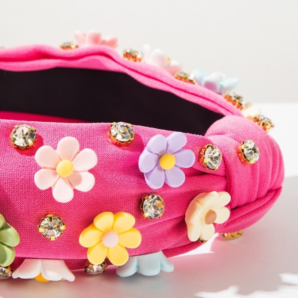 Gifts Baroque Diamond Flower Headband Wide Floral Accessories Sweet Headbands Candy-colored Women's Hair Accessories
