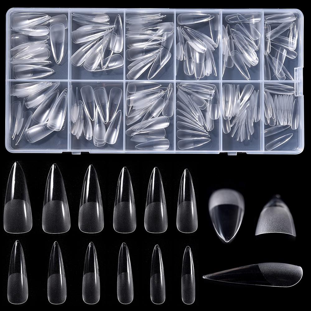 

240 шт. Прозрачные накладные ногти-стилеты, полуматовые, полное покрытие, акриловые накладные ногти, мягкие гелевые накладные ногти, полуматовые капсулы чистый