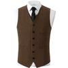 V Neck Slim Fit Herringbone Men's Vest Single Breasted In Stock Men's Waistcoat For Wedding