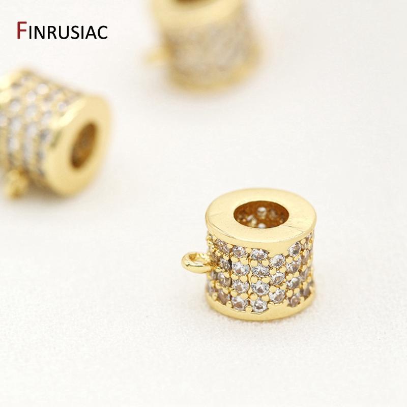 

DIY Jewelry Making Accessories Bail Beads For Bracelets Necklace Making, High Quality Brass Metal Inlaid Zircon Tube Beads DIY 1 piece