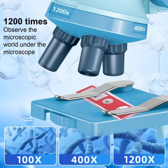 Dětský mikroskop s LED světlem 100-1200x zvětšení Biologický mikroskop pro batolata Vzdělávací mikroskop Vědecký experiment Mikroskopická hračka