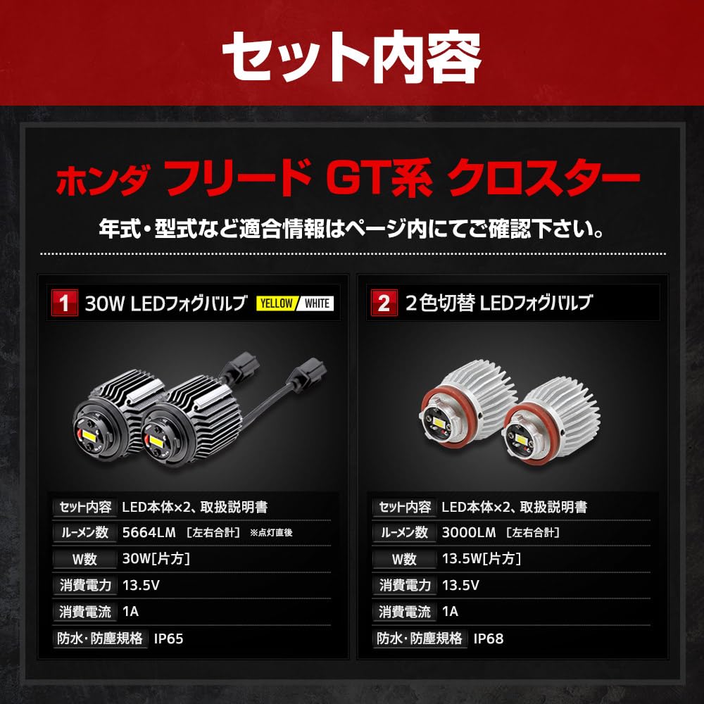 YOURS Y607-054-white Compatible LED Bulb for Fired GT Series Croster Compatible Genuine Fog Lamp