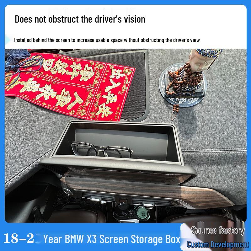Enhanced Storage Box for BMW X3/X4 (2018-2021) - Fits Behind Instrument Panel & Center Console Screen