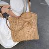 Square Hollow Straw Beach Bag Handmade Woven Shoulder Bag  Rattan Shopping Travel Bag Bohemian Summer Vacation Casual Tote