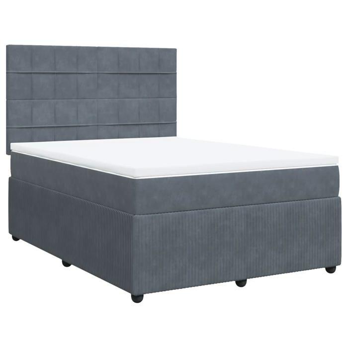 VidaXL Slat Bed Base and Mattress Dark Grey 160x200cm Velvet, Bed, Platform Bed, Panel Bed 3294683