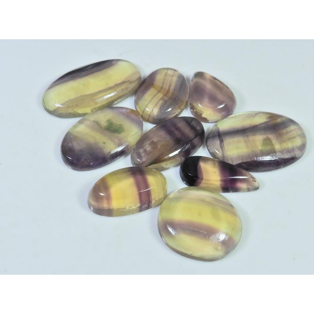 176Cts. Natural Rainbow Fluorite Mix Cabochon Loose Gemstone 09 Pcs Lot C-918