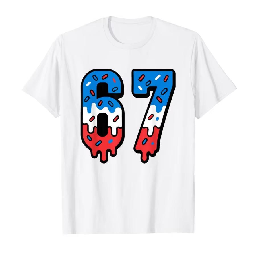 

Six Seven Drippy Ice Cream Sports 67 Cool Meme T-shirt for Men Women 100% Cotton T Shirts Short Sleeve Tops 4XL