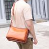 NICE SELECTION Men's Genuine Leather Shoulder Bag, Crossbody Bag, Messenger Bag, Horizontal Style, Perfect for Commuting, School, and More (Regular,