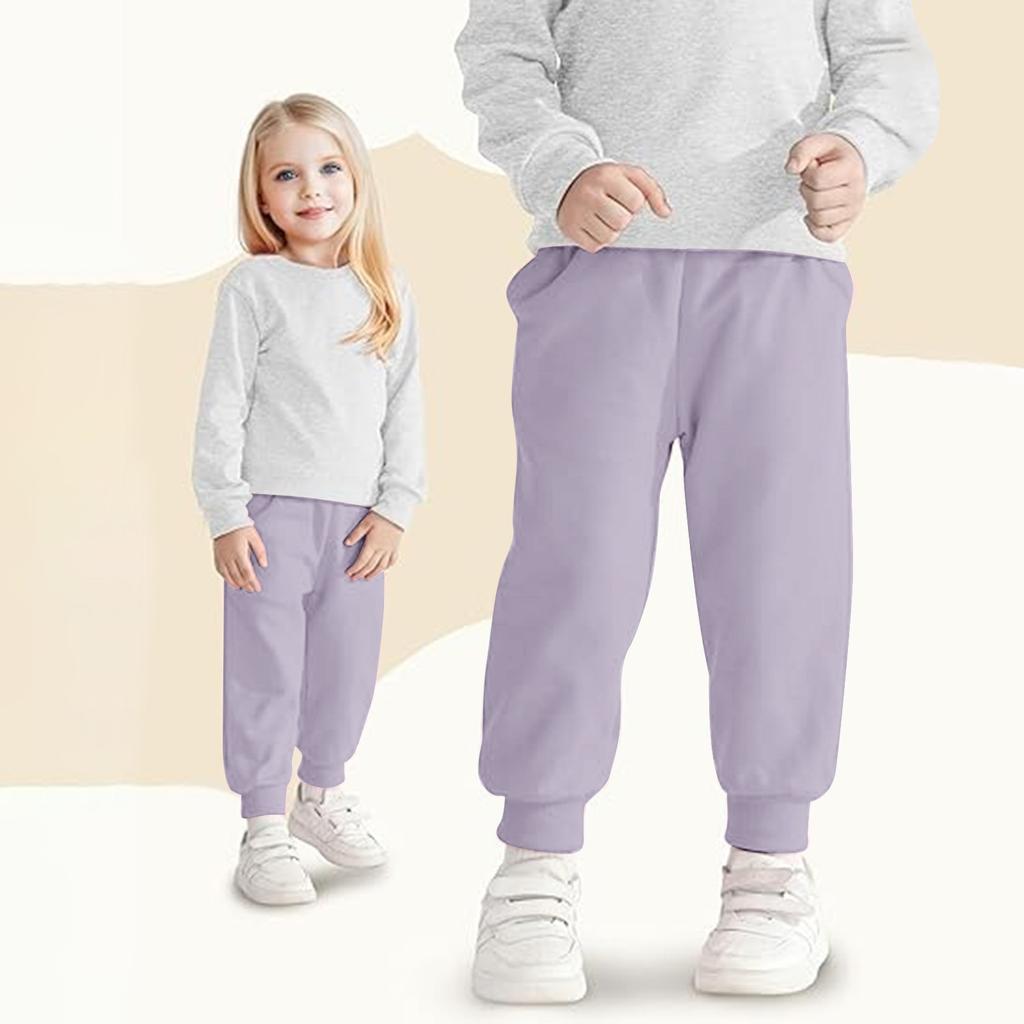 Kindermode Weihnachten Lockere Taille Einfarbig Lässige Jogginghose Freizeithose