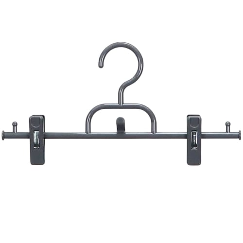 Sawafuji Clothes Hanger, Hanger Gallery, 3-Piece Connectable Bottom Hanger, Rock Gray, 330mm Wide, Set of 3, for Skirts, Slacks, and Pants, with Clips