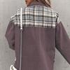 Jeansjacke Karierte Knopfleiste Hemdjacke Damen Patchworkjacke Warm Bequem Pendler Langärmliges Hemd Herbst Winter