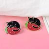Black Cat Lapel Pin Jewelry Accessories Strawberry Brooches Pin Enamel Pin Cat Brooch Lapel Brooch