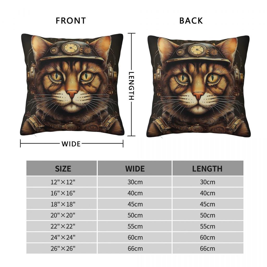 Graffiti Steampunk Katze Quadratische Kissenhülle Polyester Leinen Samt Kreativ Reißverschluss Dekoration Wurfkissenhülle Sofakissenbezug