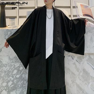 Primavera Uomo Kimono giapponese Cardigan Camicie lunghe Abbigliamento maschile