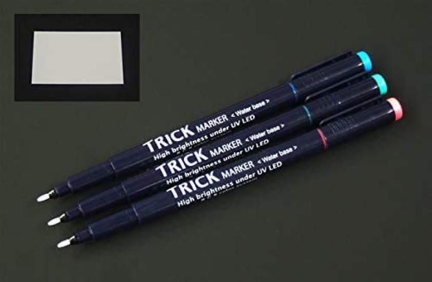 Blue 1 Black Light Trick with Nichia LED and Black Light Uniquely Bright Secret PIN Code Product Nail Pet [Medium Point/1 & Red] Pen, Water-Based