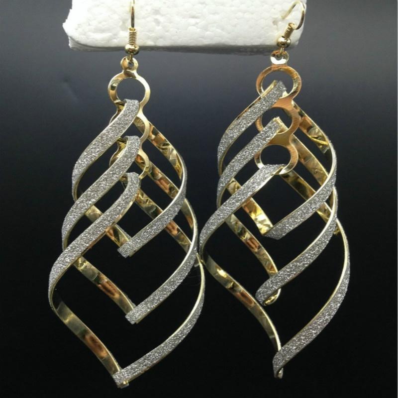Women's Vintage Alloy Dull Polish Spiral Multi-layer Big Cross Drop Dangle Eardrop Earrings