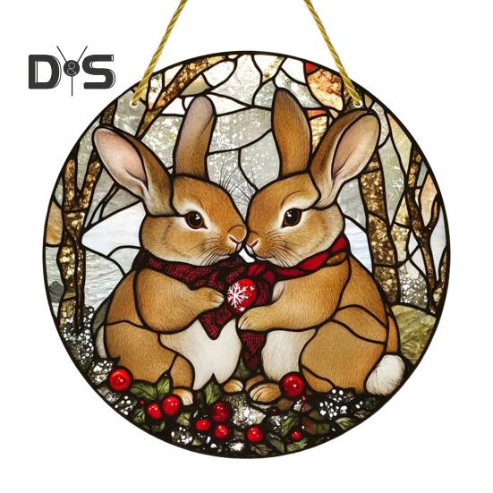

Пасхальный кулон, подвесное украшение с шнурком, легко подвешивается, узор кролика, широкое применение, акриловый кулон на окно 15cm B