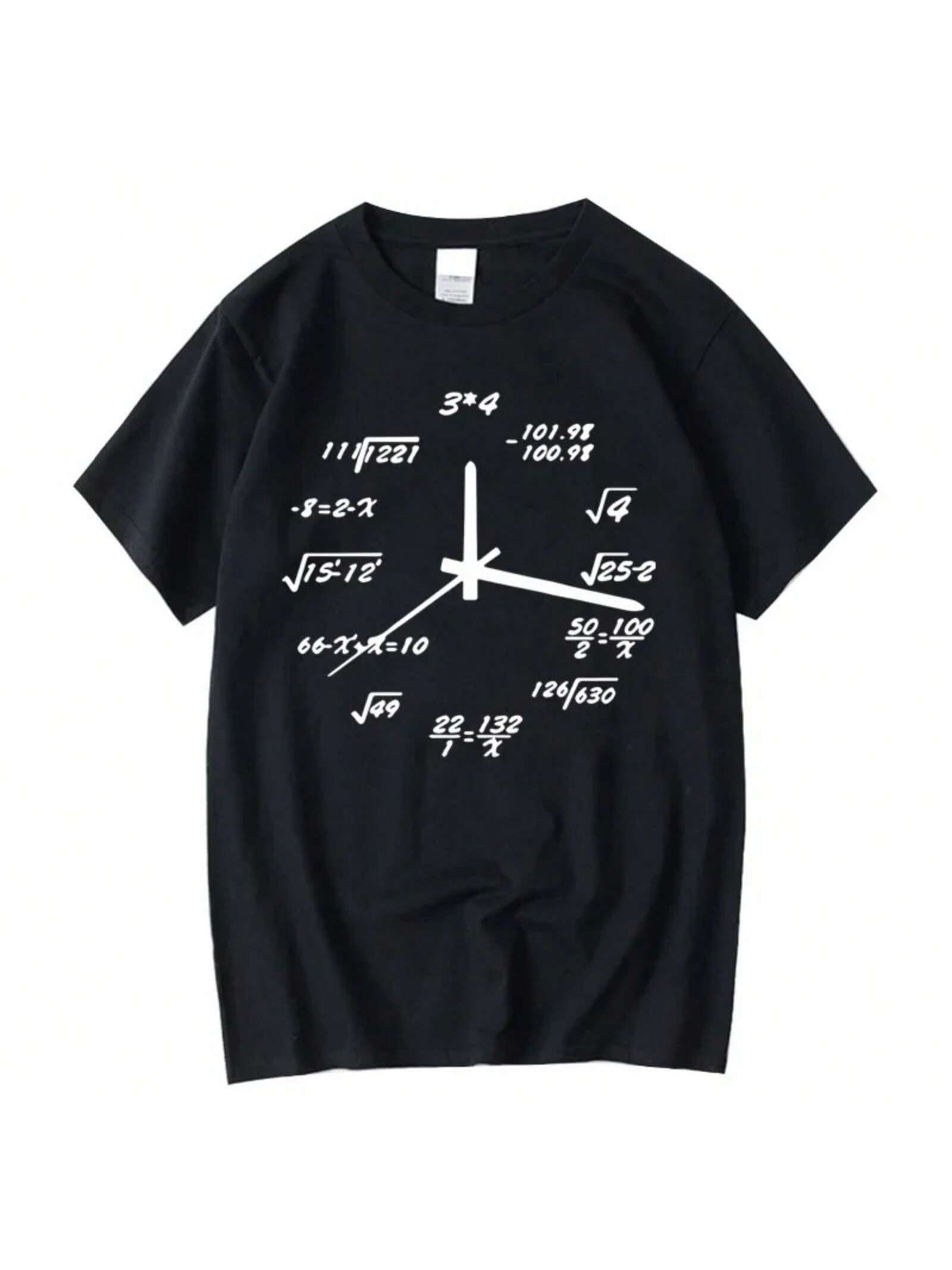 Funny Math Clock Print Wo unisex T-Shirt Casual Summer O-Neck T Shirt For Wo unisex Short Sleeve T-Shirt Female Tops S разноцветный