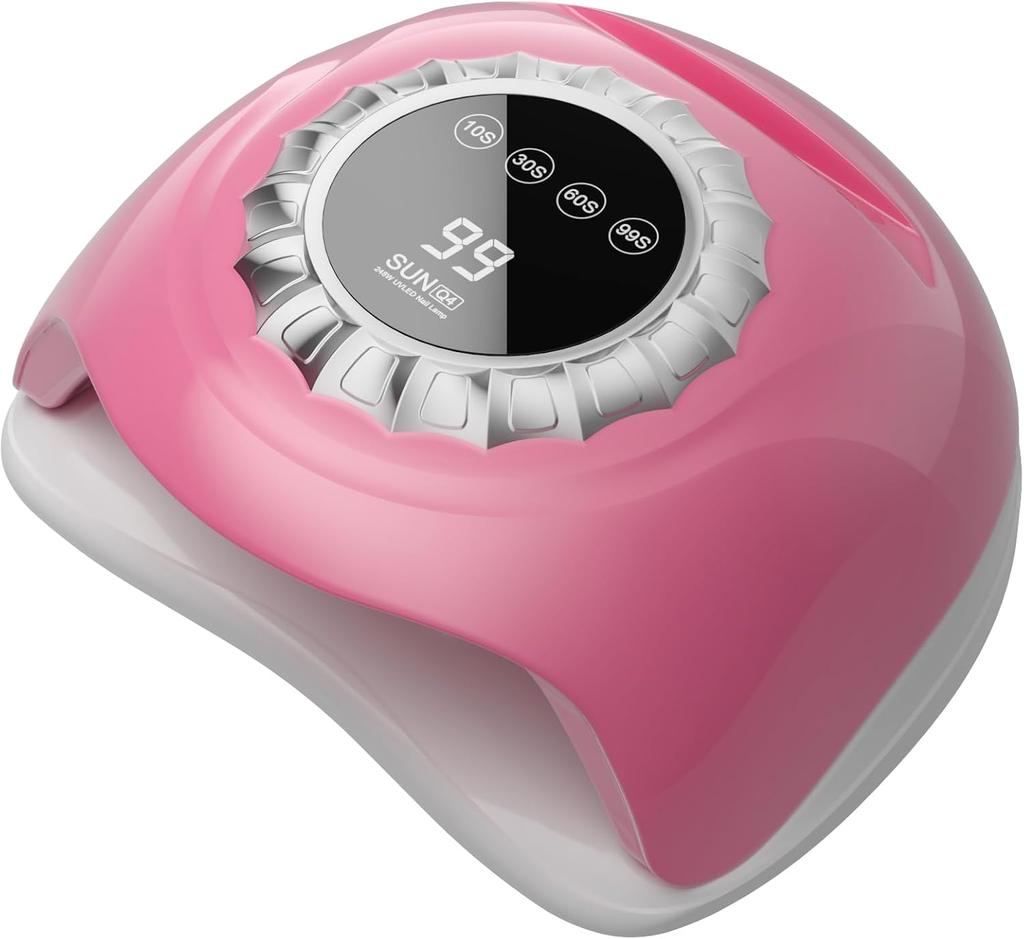 Rosa UV-LED-Nagellampe mit Touchscreen, 4 Timer-Einstellungen, Abnehmbare Basis, Duale Lichtperlen – Schnelles Gel-Aushärten zu Hause