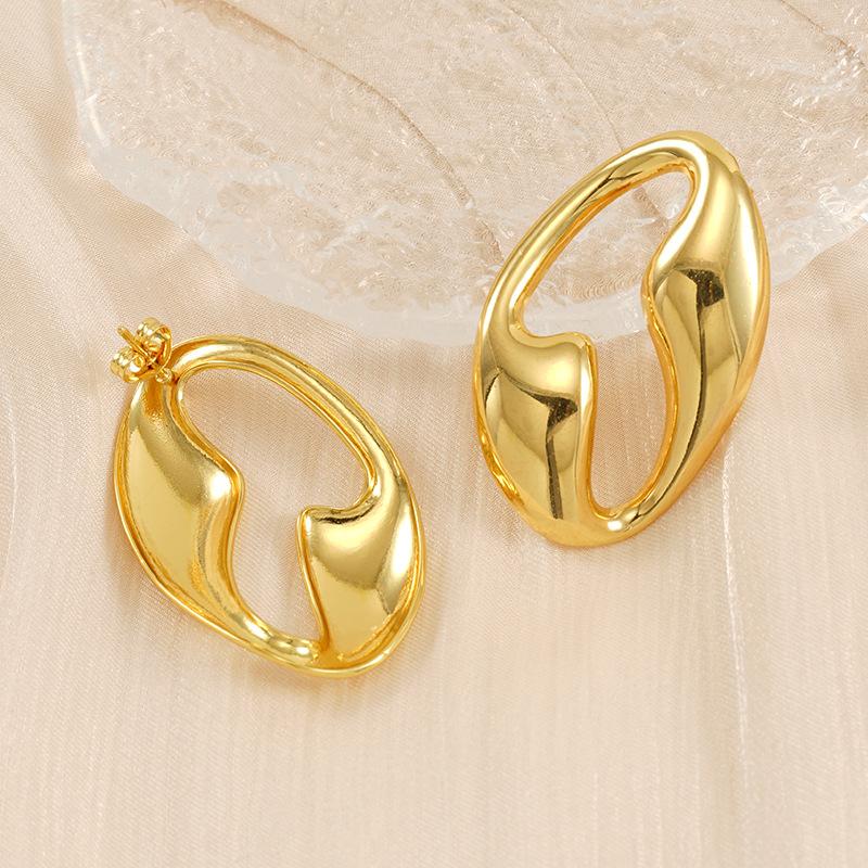Fengxin stainless steel irregular hollow retro stud earrings women's fashion versatile geometric earrings