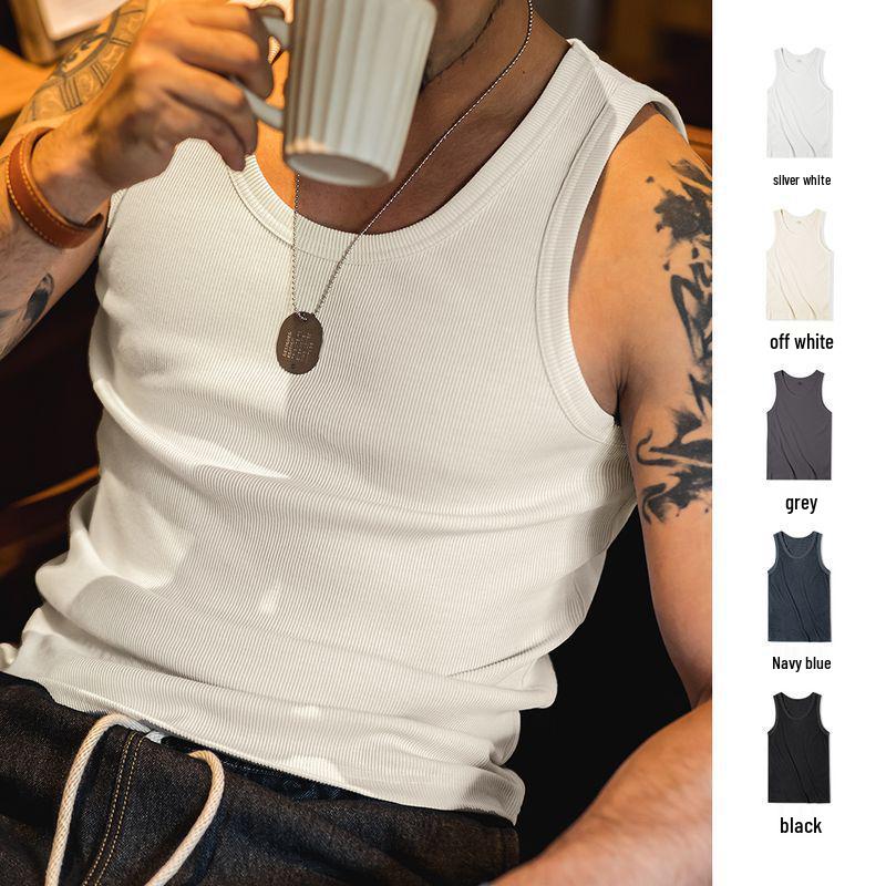 

Madden Белый Хлопковый Мужской Фитнес Жилет - Тяжелый Трикотажный Жилет S