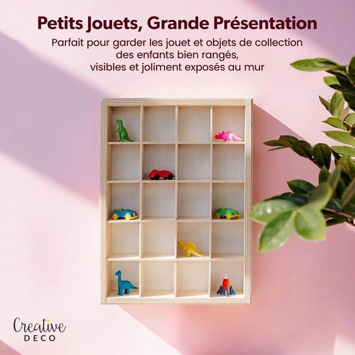 Étagère murale - CREATIVE DECO - Voitures Miniatures - 20 Compartiments - Bois - 35x26x5,5 cm