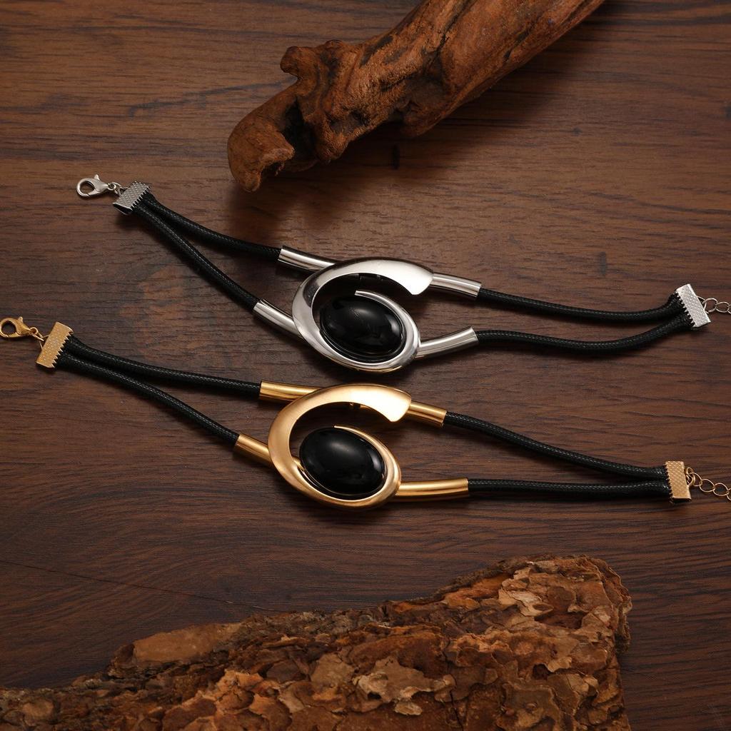 Bohemian Špirálový Šnek Akrylový Drahokam Šperky Set: Dámská sada náhrdelníku a náramku