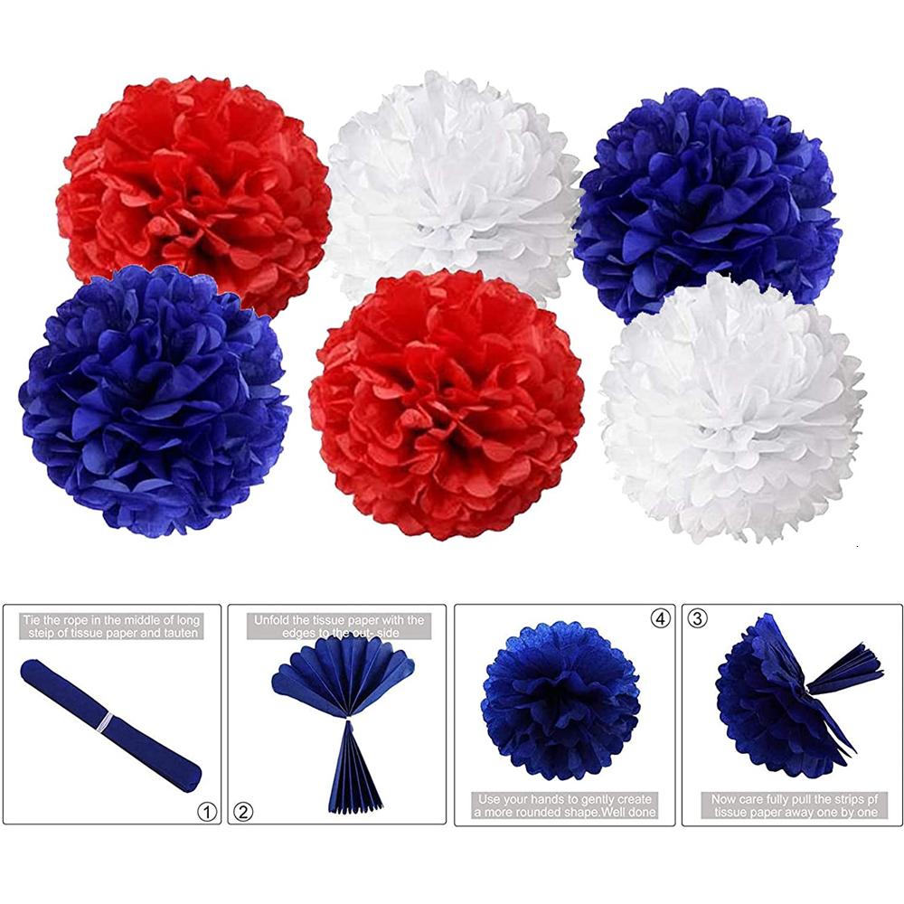 26Pcs 4th of July American Flag Independence Day Party Supplies Paper Fans Set