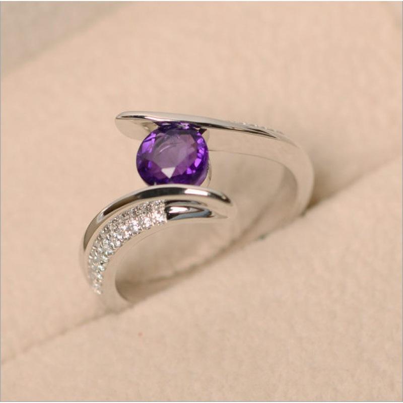 Eryun wishes European and American fashion slightly inlaid round zircon ring women s simple and versatile simple jewelry no. 5