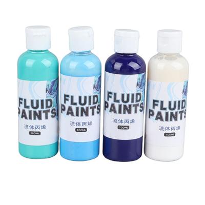 High Flow Acrylic Paint Set Fade Resistant Safe Environmentally Friendly 4 Color Acrylic Pouring Paint 100ml
