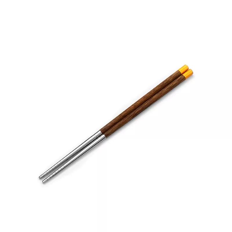 Wood Handle Chopsticks Stainless Steel Chopstiacks Household Pointy Chinese Chopsticks Sushi Tableware Non-slip Chopsticks Set