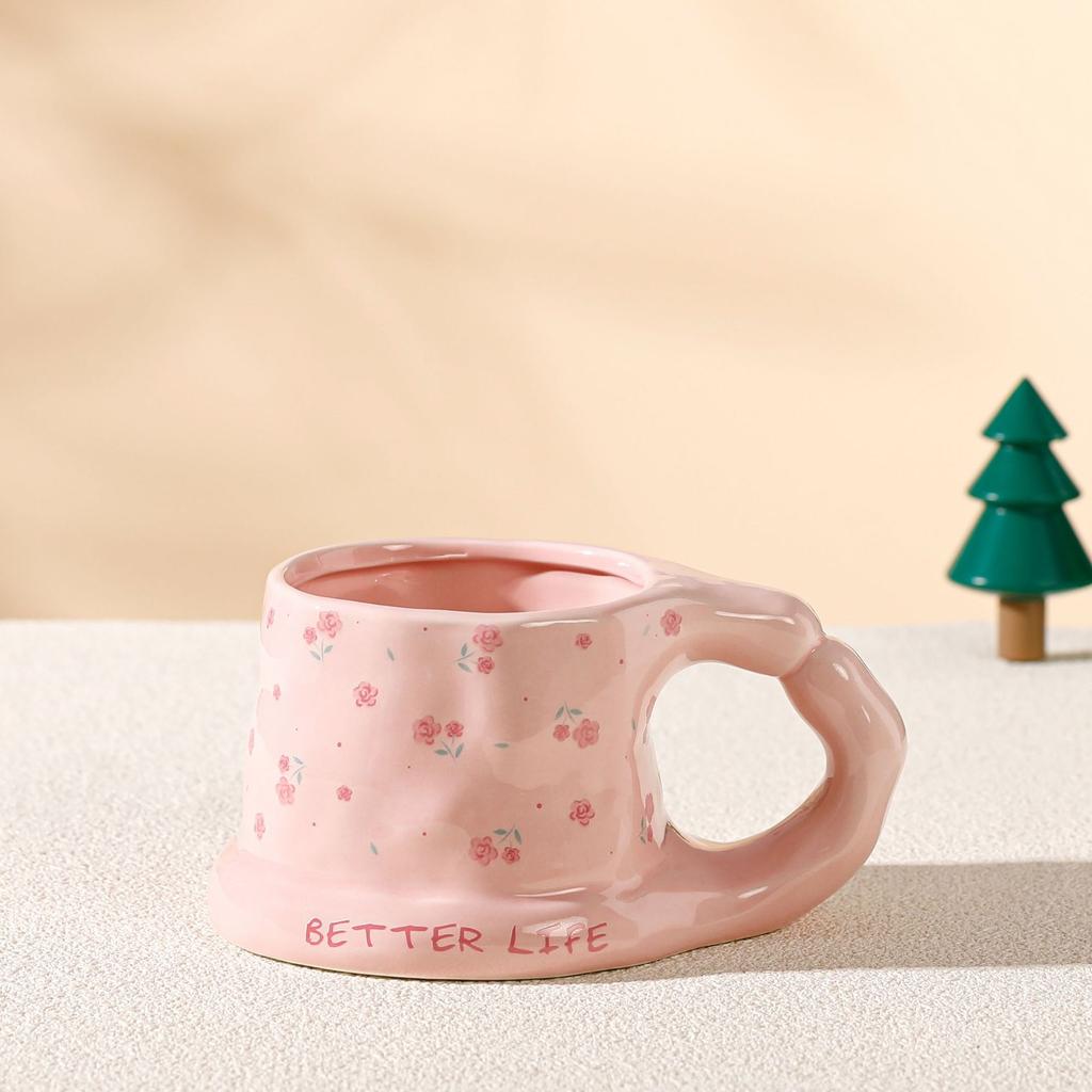 Hand Held Ceramic Coffee Cup Girl's Water Cups Large Capacity Mug Breakfast Cup Milk Mug Afternoon Tea Cups Juice Mugs Tea Mugs