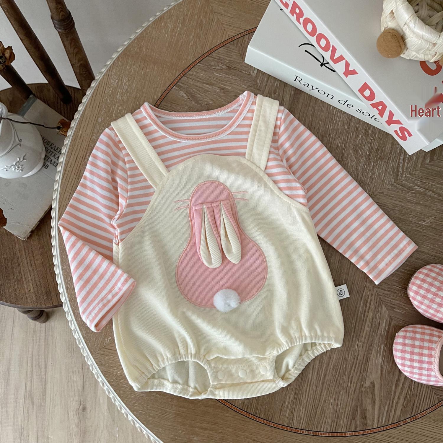 Baby Girl Long Sleeve Rabbit Jumpsuit - Spring/Autumn Two-Piece Romper 90 cm