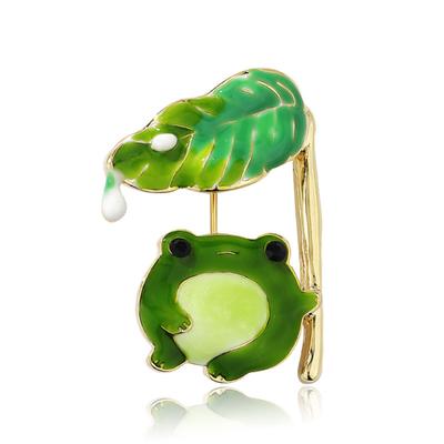 Kreative Lotusblatt-Frosch-Brosche High-End Weiblich Niedliche Tier-Korsage Nische Designgefühl Anti-Licht-Anstecknadel Mit Schmuck