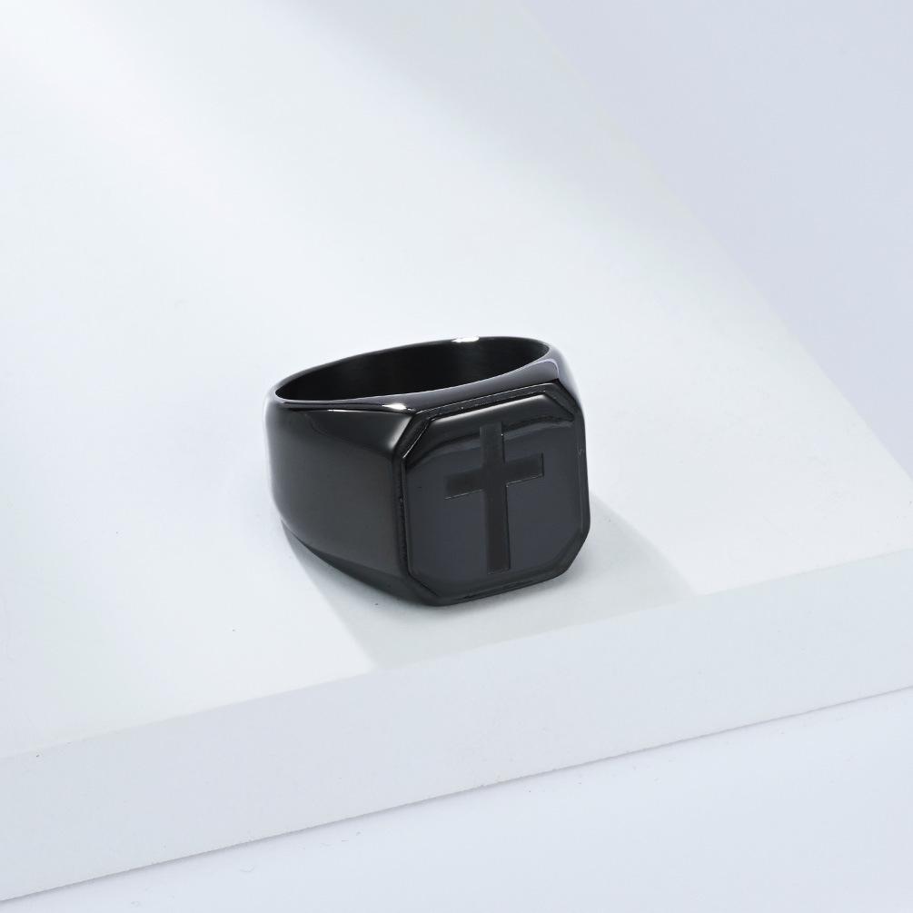 Cross Ring for Men, Prayer Holy Rings Catholic Inpsirational Religious Gift for Him,Stainless Steel Ring