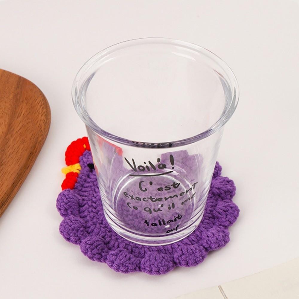 Creative Cartoon Insulation Mat Hand-made Big Rooster Shape Crochet Coaster Soft Woven Cup Mat Kitchen Accessories