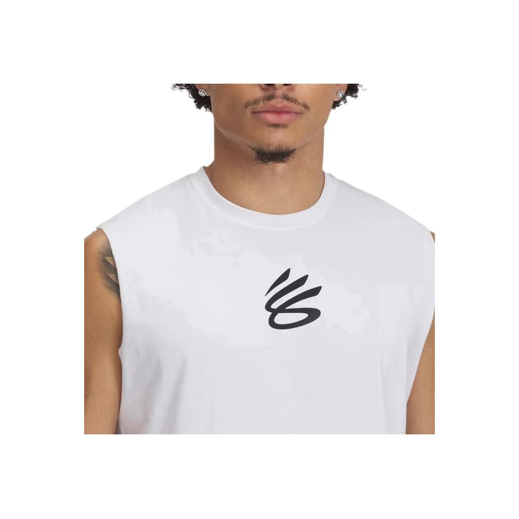 Under Armour Curry Comfortable Stylish Simple Solid Color Versatile Tank Top Men Tops White 1390352-100