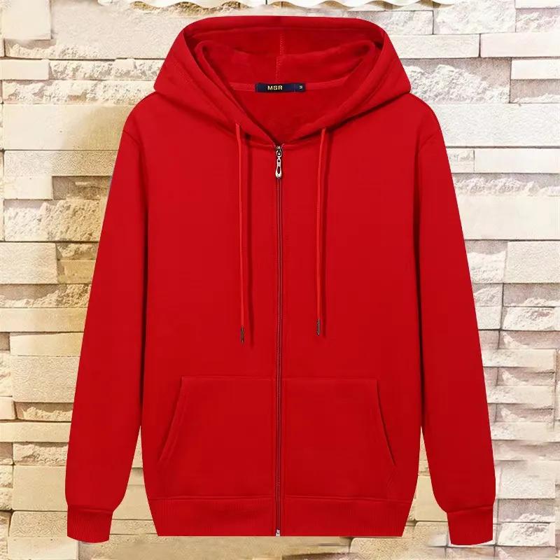 Masculino Oversized Masculino Cor Sólida Hoodies Casaco Com Capuz Zíper Cardigan Moletom Grosso Jaqueta