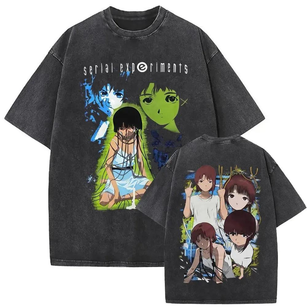 Serial Experiments Lain Iwakura Multiverse Character Vintage Wash Oversized Black T-Shirt | 90s Cyberpunk Anime Cult Classic Fan Merch Tee