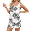 Women's Summer Casual Floral Print Tank Top Square Neck Sleeveless Athletic Shirt with Pockets and Matching Shorts Set