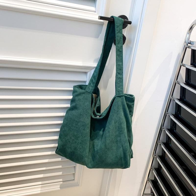 Koreanische Version von großer Einkaufstasche lässige Handtasche Cord-Tragetasche einfache Retro-Schultertasche für Damen