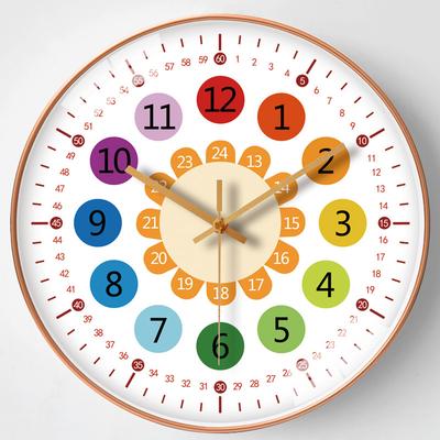10-Inch 25Cm Clock Wall Clock Living Room Creative Internet Celebrity Early Education Learning Clock Home Silent Quartz Clock