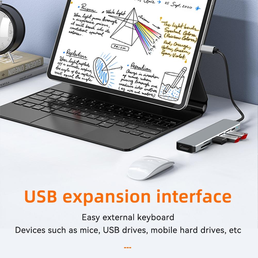 USB C Hub 7 In 1 Type C To HDMI With SD TF Cards Reader PD 100W Power 4K 60hz HDMI Docking Station 2-USB 2.0 for Laptop PC Macbook