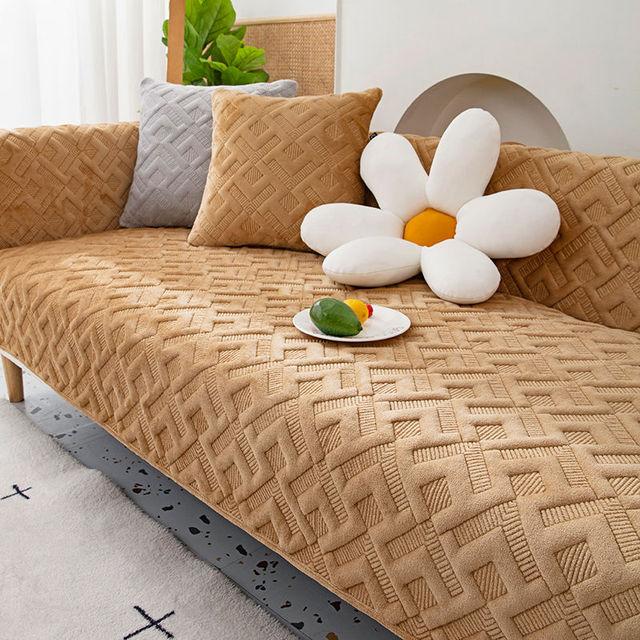 

Осенне-зимний молочный бархатный клетчатый чехол для дивана, плюшевый утолщенный диван для гостиной, защитные чехлы для мебели 70x70cm кофейный