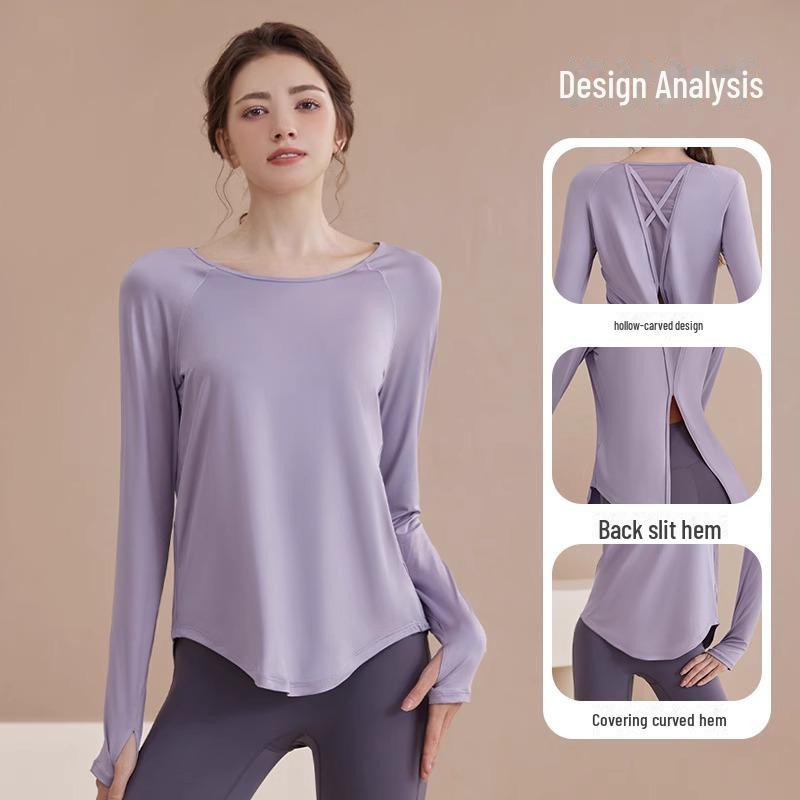 Women's Quick-Dry Mesh Yoga Tops - Long-Sleeve, Breathable Pilates Fitness Wear