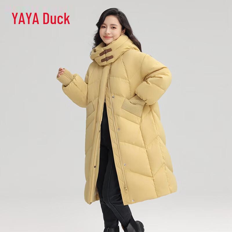 YAYA Women s Mid-Length Hooded 90% Duck Down Jacket M