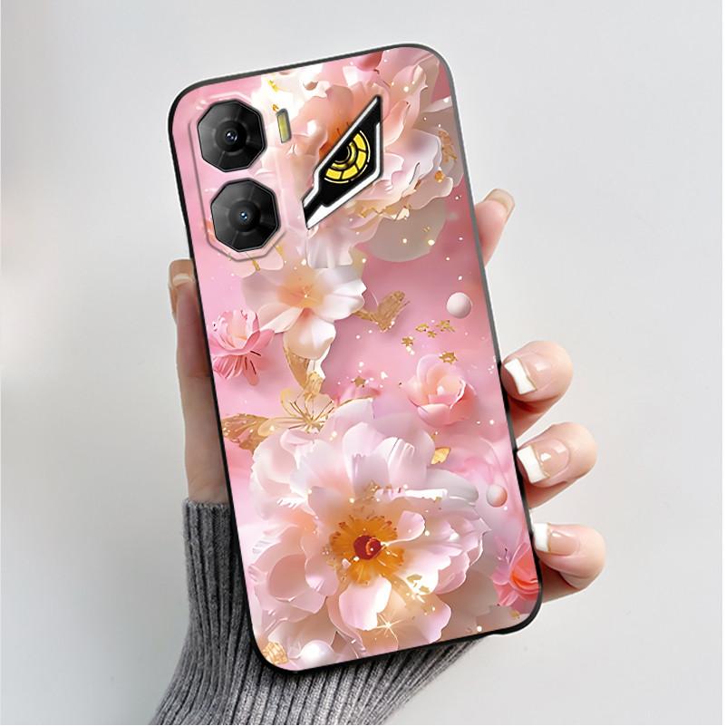 Custodia per Stampa per ZTE Nubia Neo 3 5G Fundas Capa Guscio Nero in Silicone Morbido Copertura ZTE Nubia Neo 3 GT Carina Custodia con Fiore e Cartone Animato