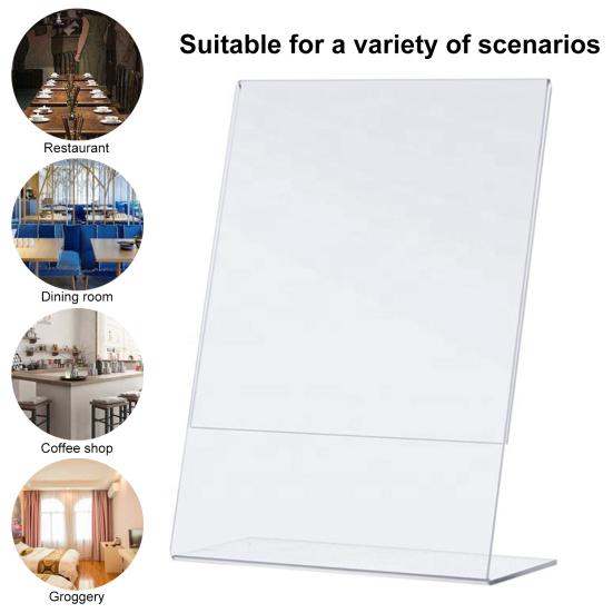 3Pcs Acrylic Sign Holder Clear Durable Water-Resistant Slanted Table Display Stand for Office Restaurant