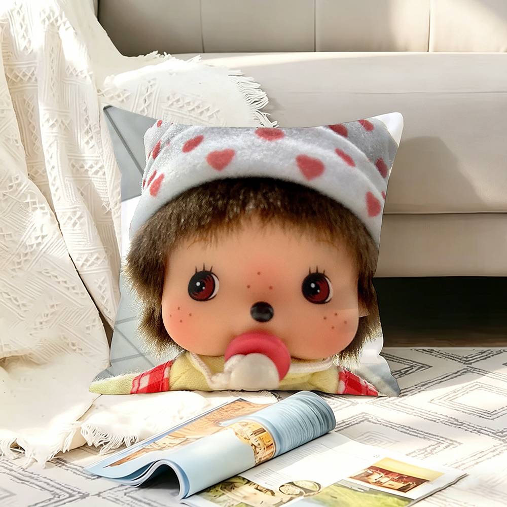 Cute MMonchhichiS Various Sizes Square Pillow Case For Car Home Bedchamber Decor